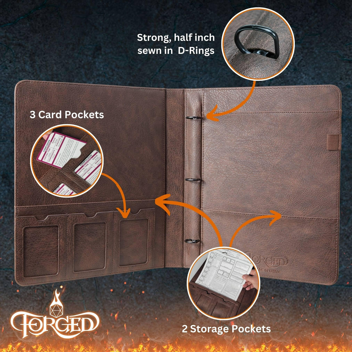 Forged Dice Co. Game-Folio binder paper slot accommodates a notebook or journal