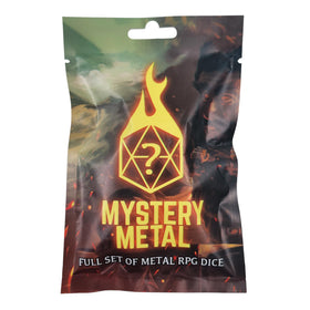 Forged Dice Co mystery metal dice bag front view shows premium polyhedral dice for RPGs