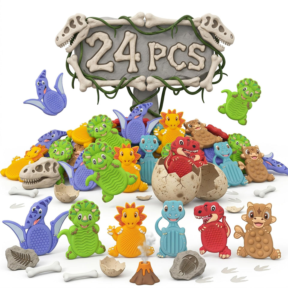 Forlinx dinosaur sensory stone set for classroom calm, tactile play.