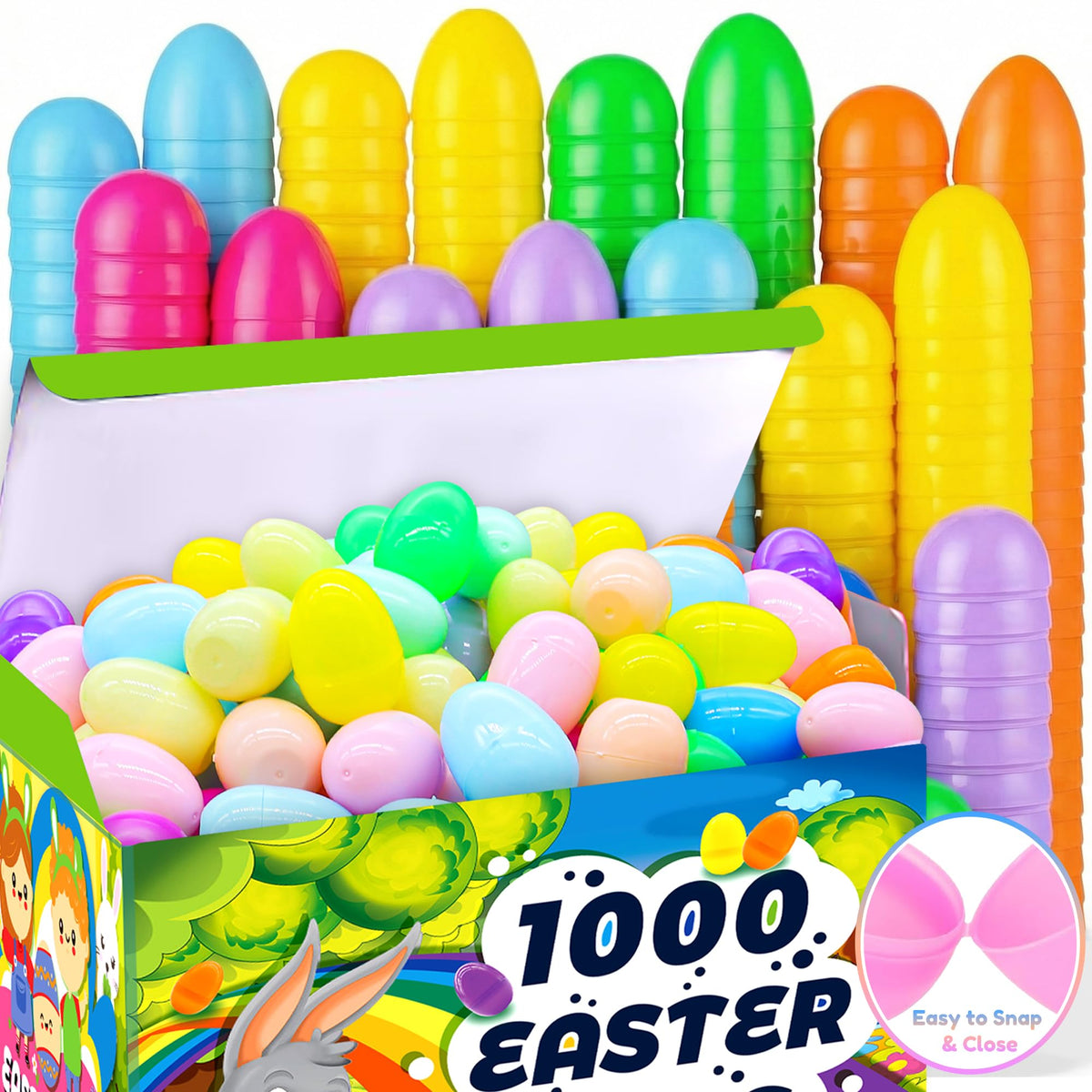 FORLINX Easter eggs bulk pack shows assorted colors for hunts and decor.