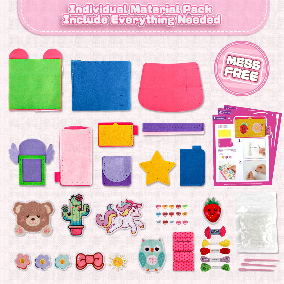 Fortand bag craft project: Pre-cut felt pieces ready for sewing with no messy glue required