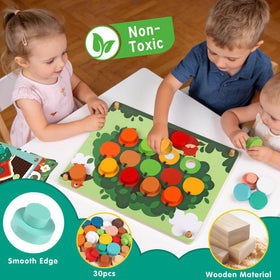 Fortand wooden set features smooth edges and non-toxic paint for safe toddler play.