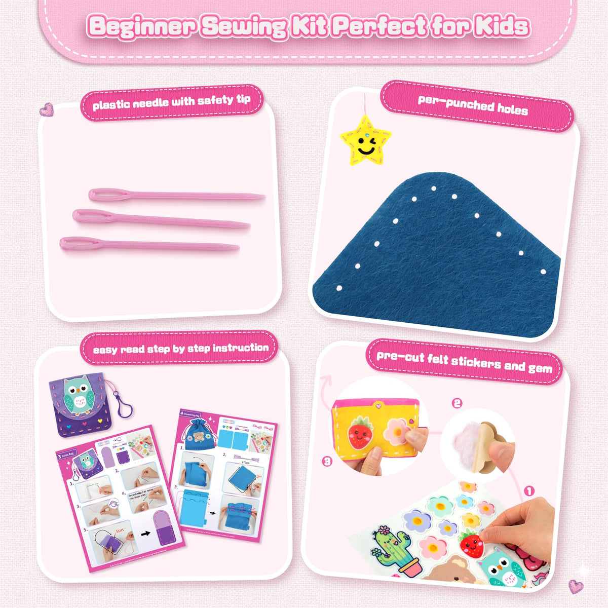 Fortand ornament craft: Kids stitch cute shapes while building fine motor skills and concentration
