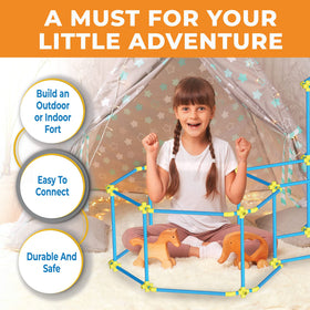 Fortstix 180pc kids building fort demonstrates easy assembly for independent play