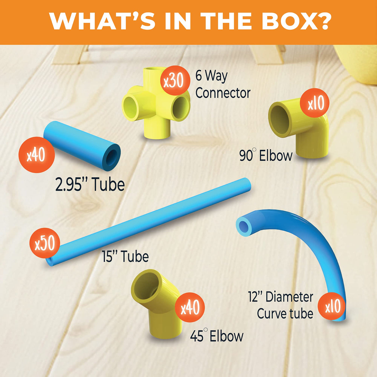 Fortstix 180pc pipe connectors highlight simple connections for quick forts