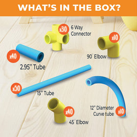 Fortstix 180pc pipe connectors highlight simple connections for quick forts