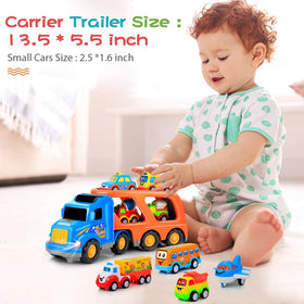 Forty4 pull-back small cars and carrier trailer enable easy movement.