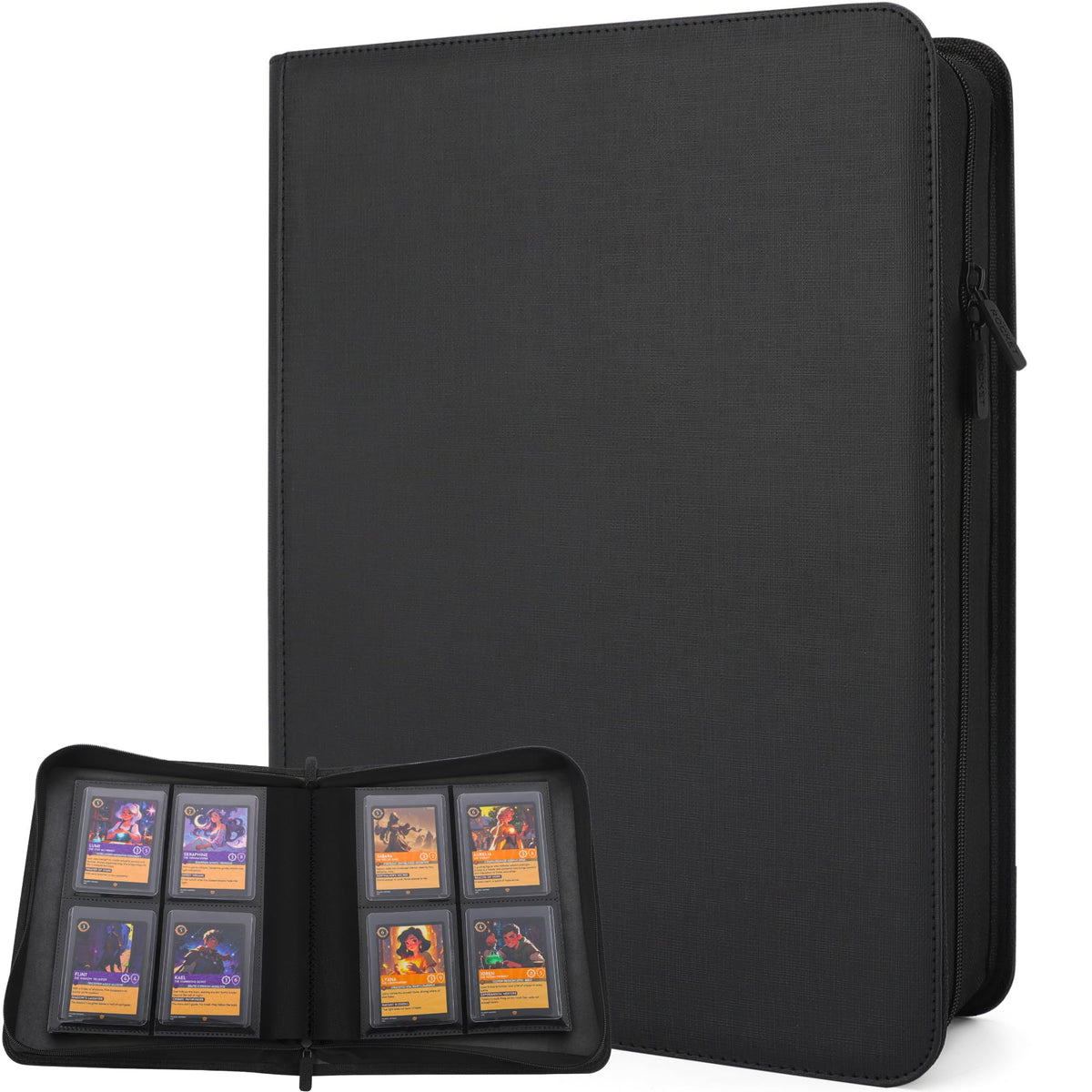Forzarocket 144-toploader capacity binder stores and displays a large card collection.