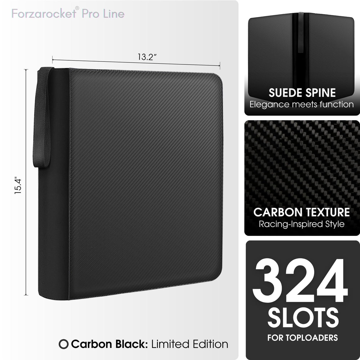 FORZAROCKET 324 binder back view highlights rigid exoskeleton for added protection.