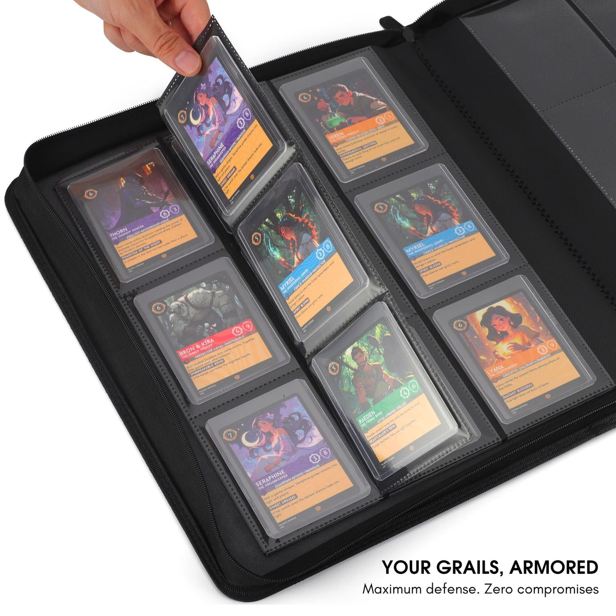 FORZAROCKET 324 Toploader Binder N3 guard pages ensure archival-safe, crystal-clear card visibility.