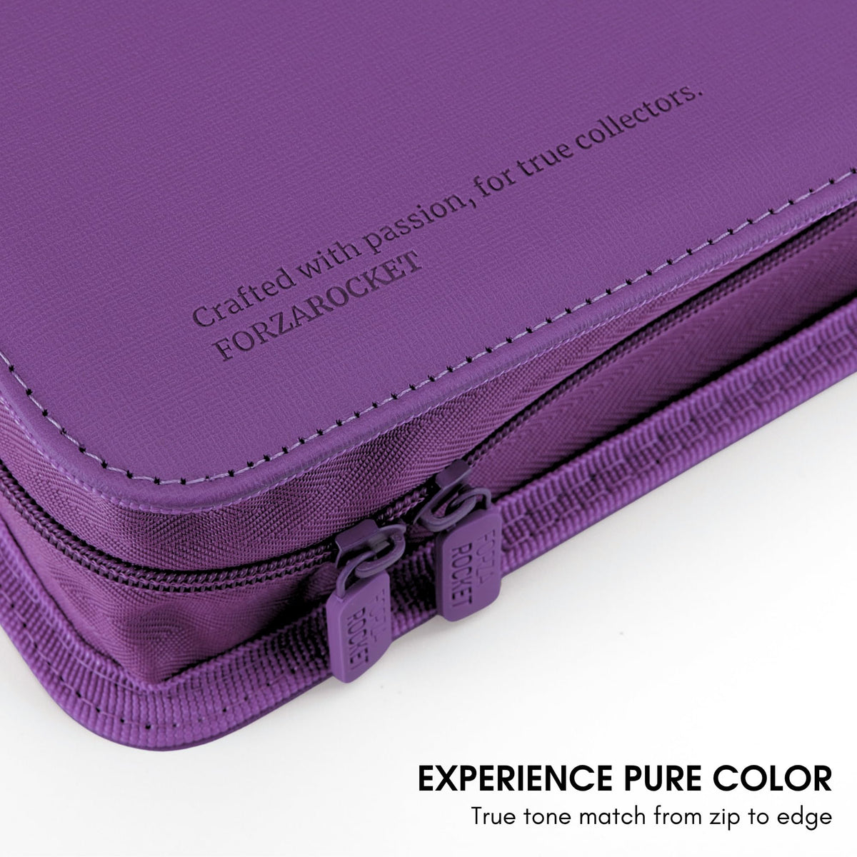 FORZAROCKET 324 Toploader Binder PU leather texture highlighting durable, travel-friendly exterior.
