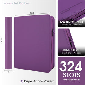 FORZAROCKET 324 Toploader Binder side-loading pocket enabling secure, spill-resistant card access.