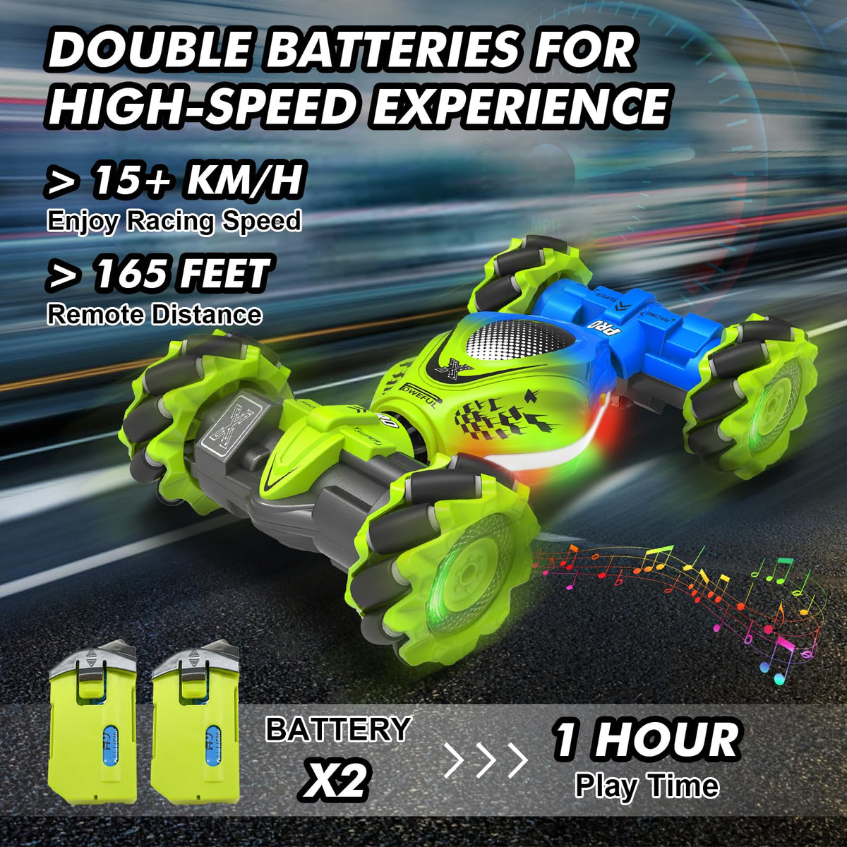Fosgoit Gesture RC Car features two rechargeable batteries for longer play