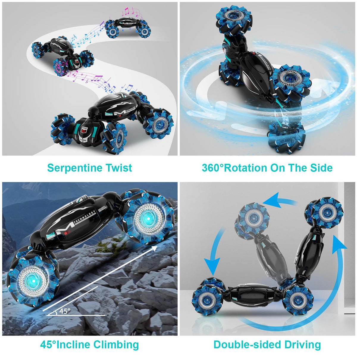 Fosgoit RC car performing 360° rotate for thrilling stunts
