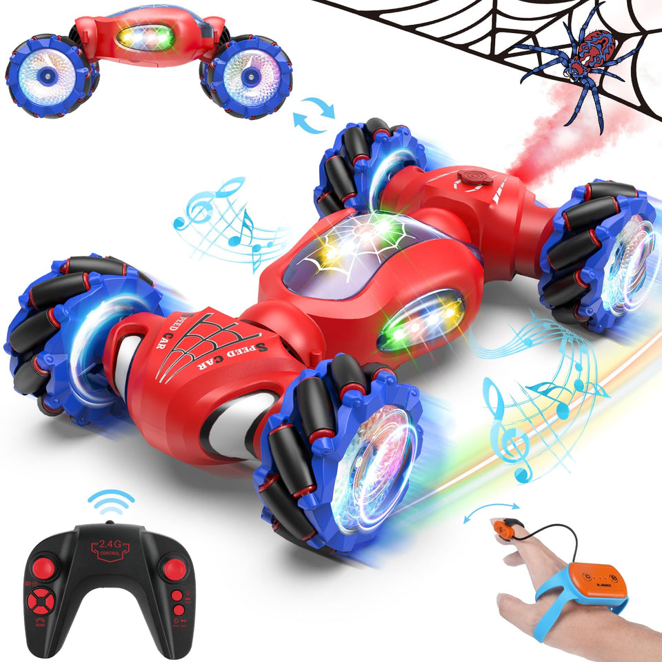 Fosgoit Spider RC car front view with bold design and LED lights