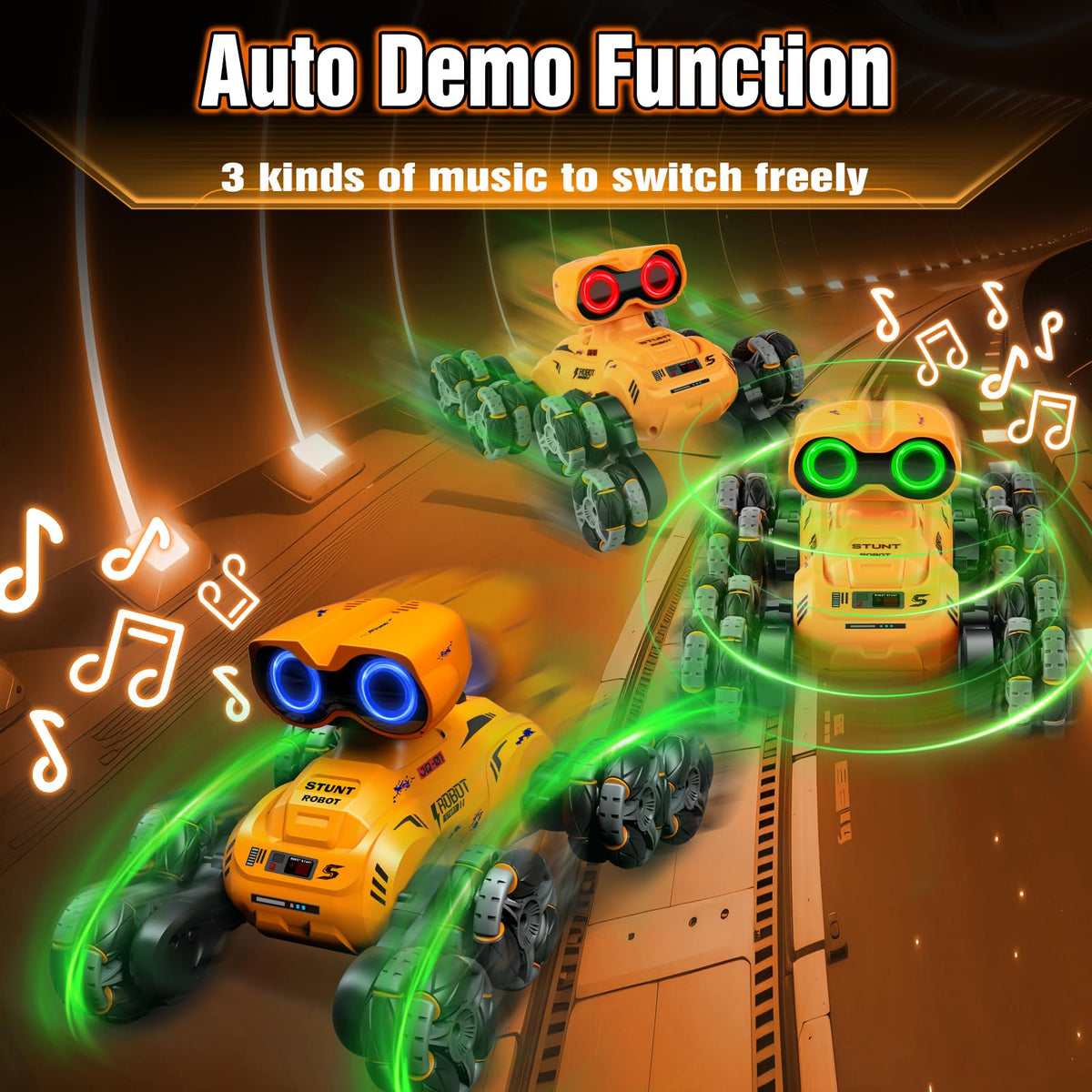 Fotgear robot lights and music during the auto demo performance