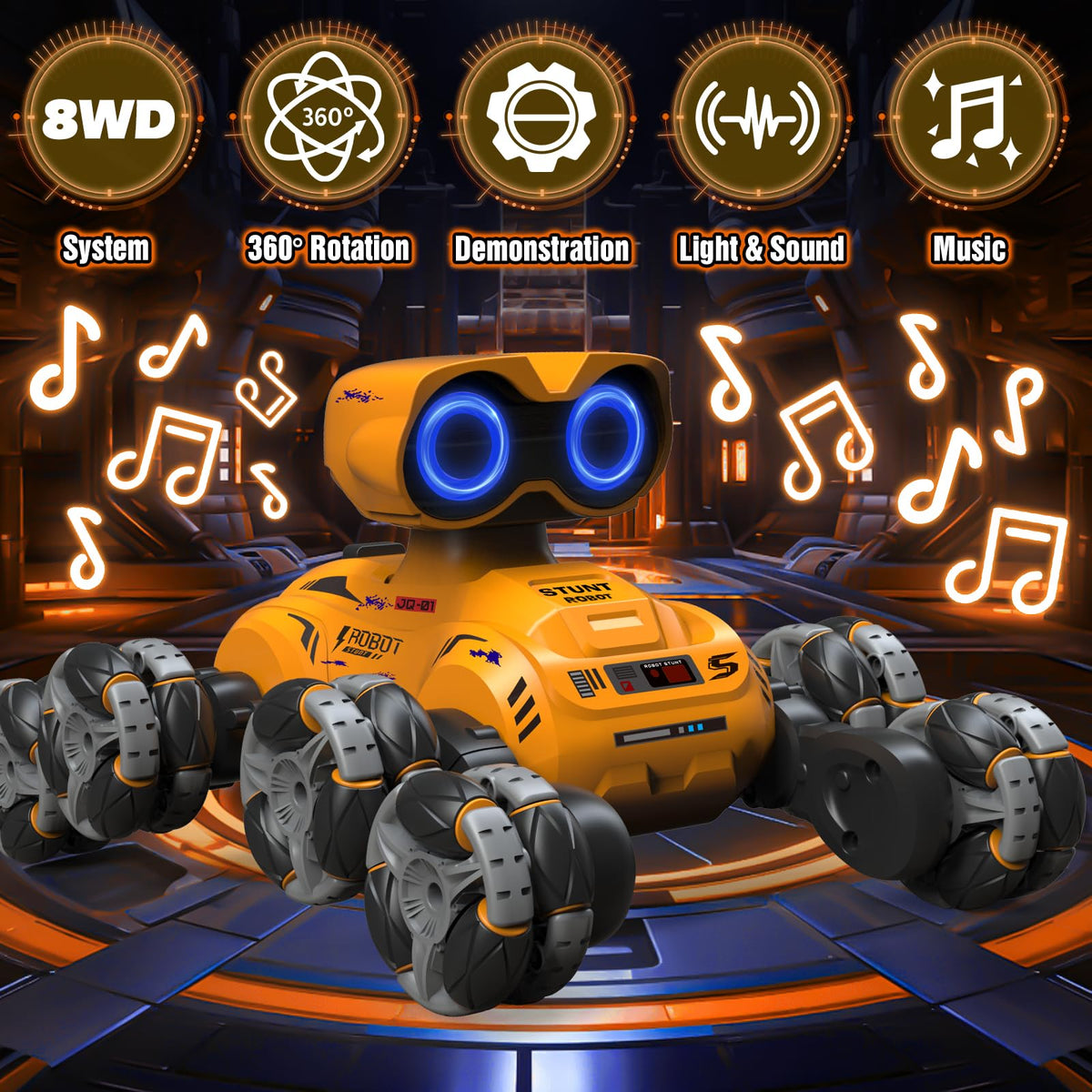 Fotgear robot LED eyes illuminate for engaging nighttime play