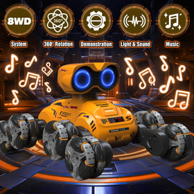 Fotgear robot LED eyes illuminate for engaging nighttime play