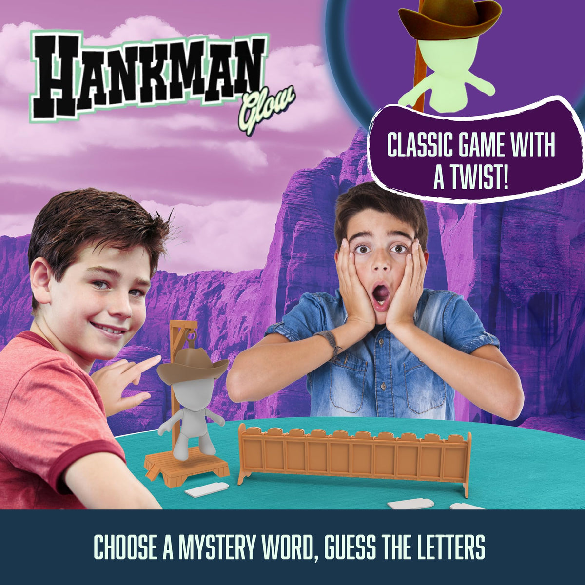 Fotorama Hankman Glow Hank figure ready for dramatic word guessing.