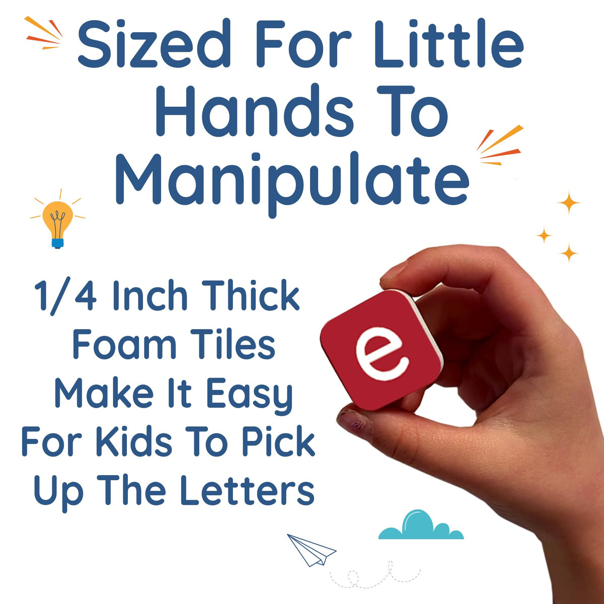Four Dublee letter tiles organizer bags keep classroom tidy.