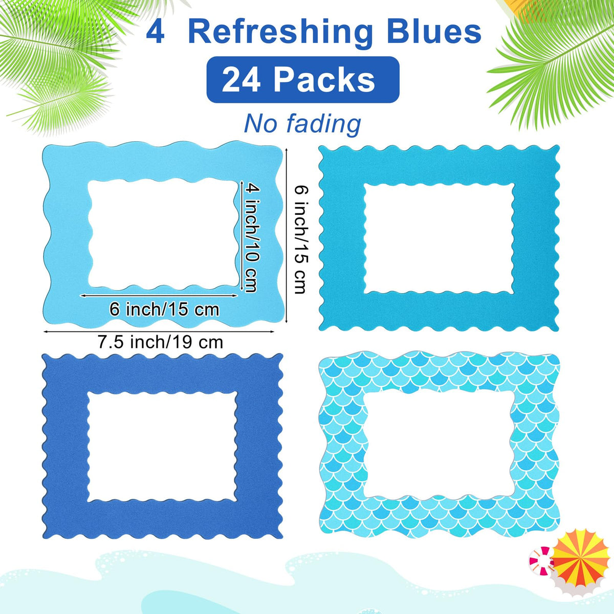 Blue palette foam frames capture seaside moments in a playful display