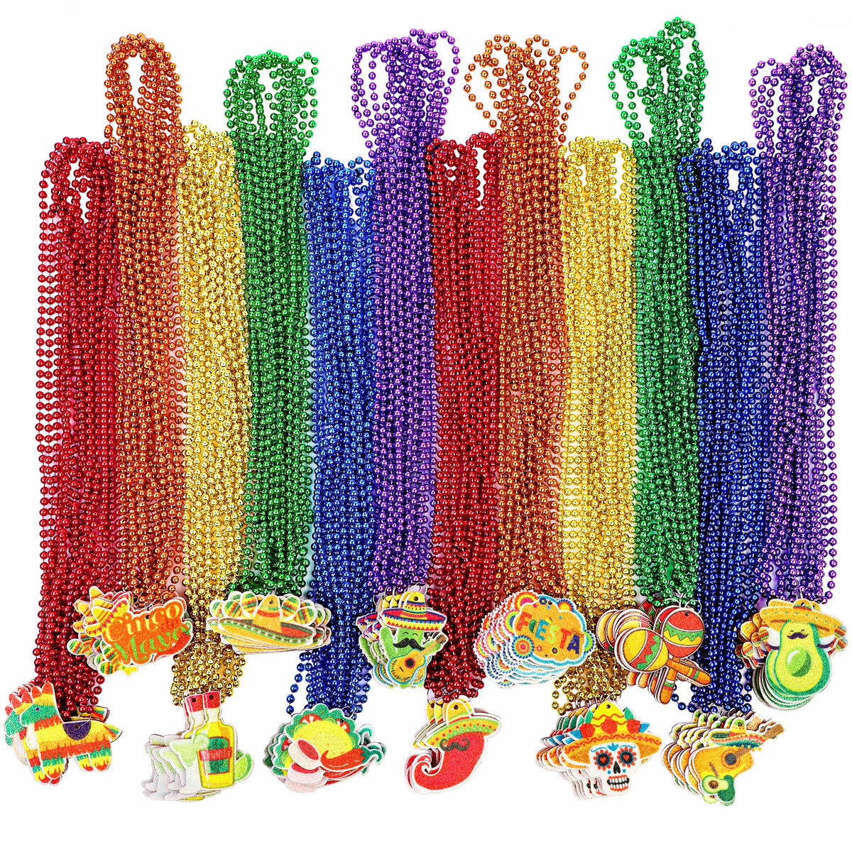 Fovths Cinco de Mayo necklace 96-piece assortment for festive decorations