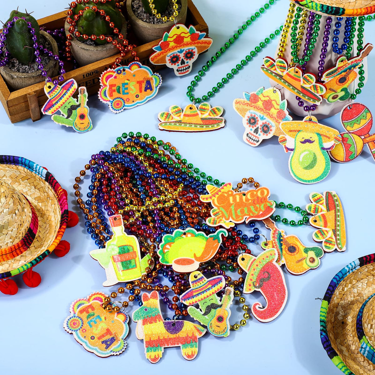 Fovths Cinco de Mayo necklace cactus design enhances festive outfits