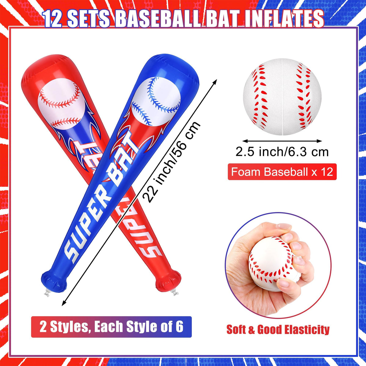 Fovths inflatable baseball bat in blue for vibrant party games.