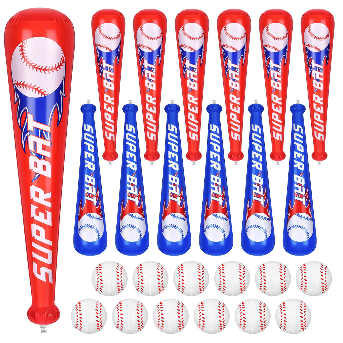 Fovths inflatable baseball bat in red for safe outdoor play and group photos.