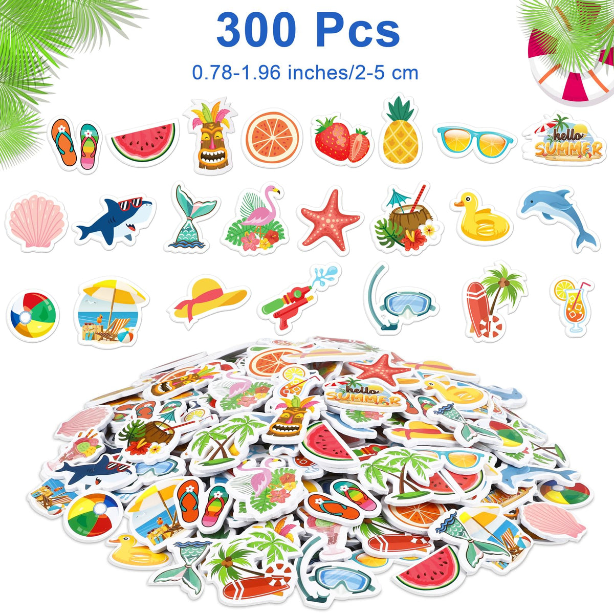 Fovths 300-piece summer sticker assortment for frame embellishments