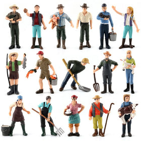 FOWIUNYE 16pcs little farmer figures for realistic mini dioramas and classroom learning.