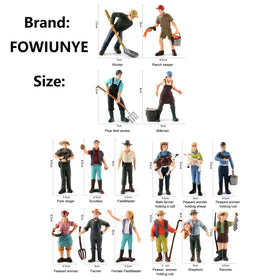 FOWIUNYE miniature farm figures diorama setup with lively farmer actions.