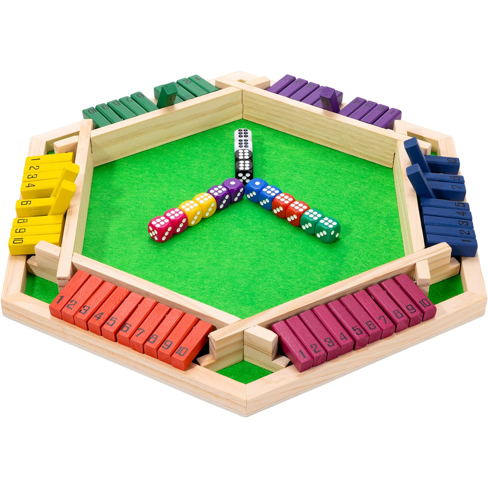 Fowreny Shut The Box wooden board ready for family play.