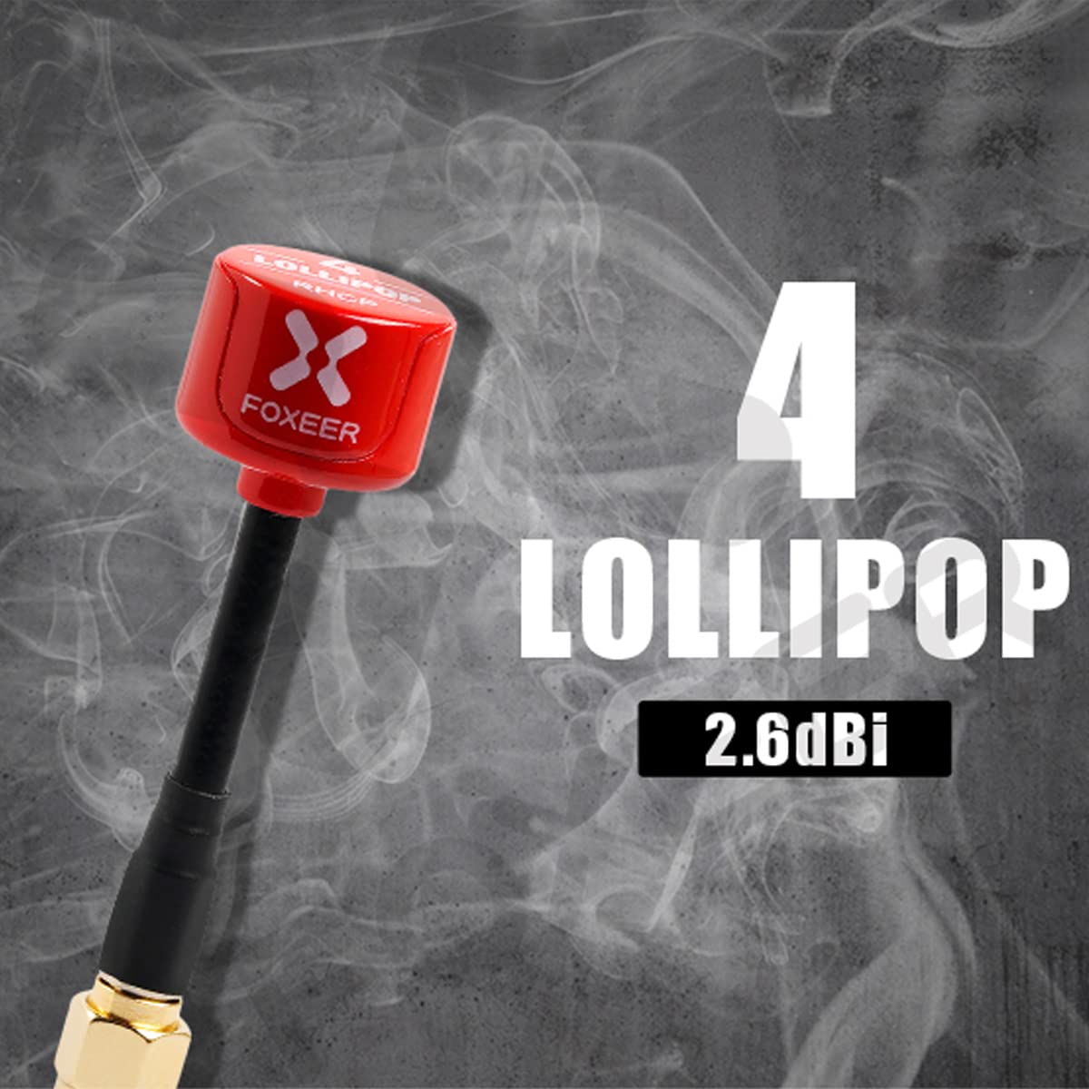 Foxeer Lollipop 4 5.8GHz antenna side profile showing bendable design