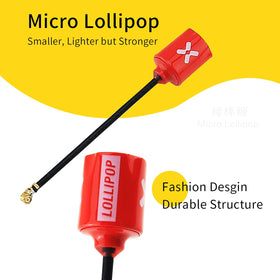 The compact 65mm Foxeer Lollipop antenna fits neatly on small drones.