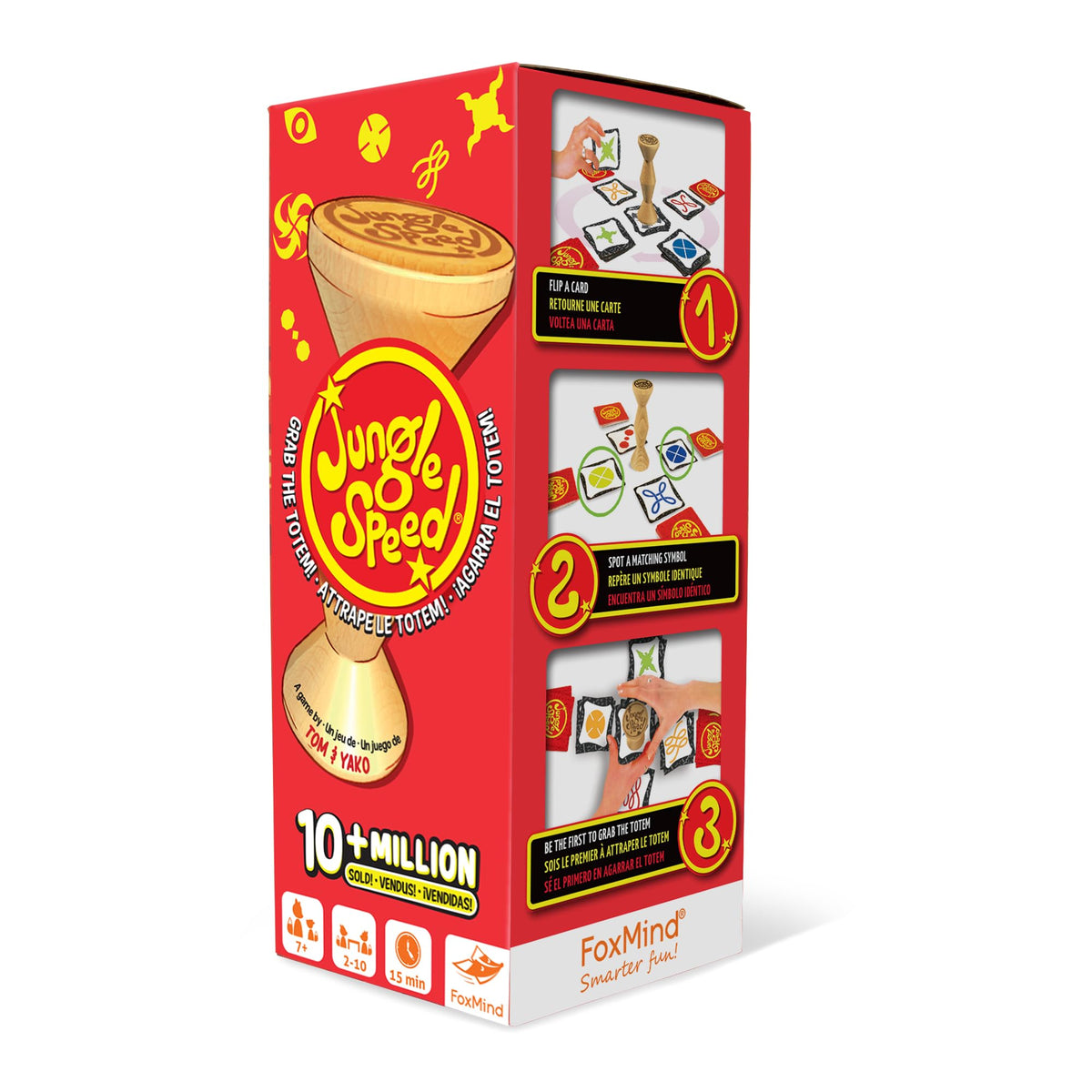 FoxMind Jungle Speed Eco Edition totem grab in action, showcasing quick reflexes.
