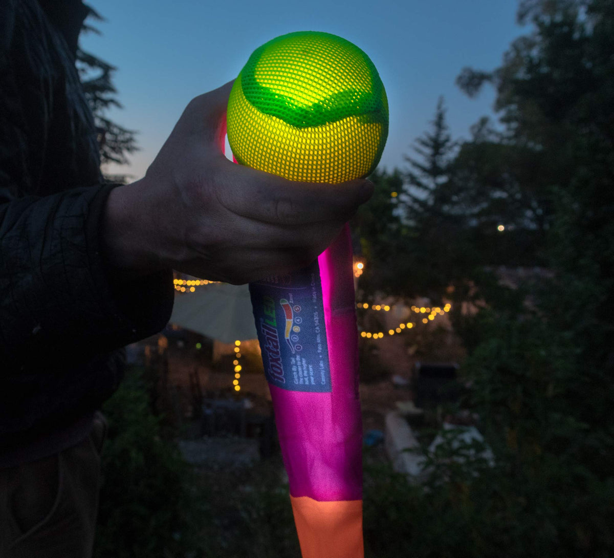 Foxtail LED tail glow visible during night play