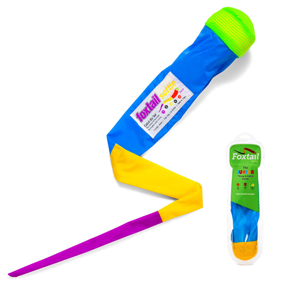 Foxtail Softie with soft foam ball ready for a gentle throw, ideal for early play