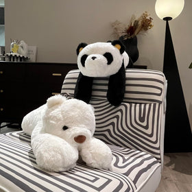 Beads and leg weight on FoxVilla polar bear weighted plush illustrate balanced pressure