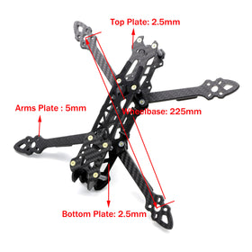 FPVDrone frame highlights rugged carbon fiber for durable freestyle use.