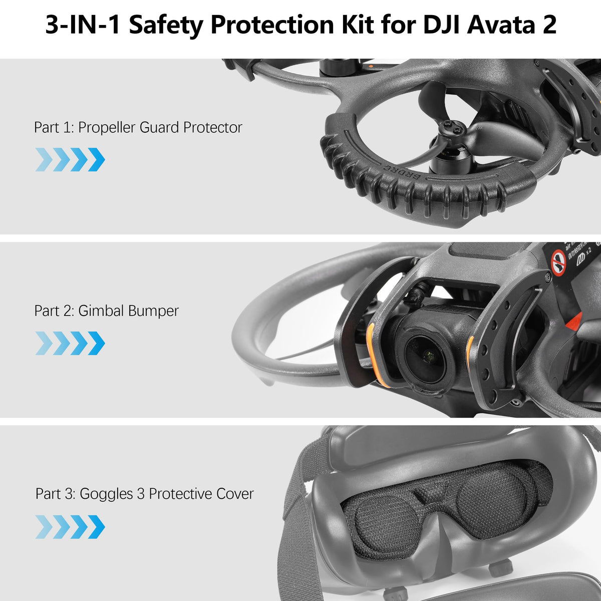 FPVtosky Avata 2 propeller protector shields blades from impacts and debris.