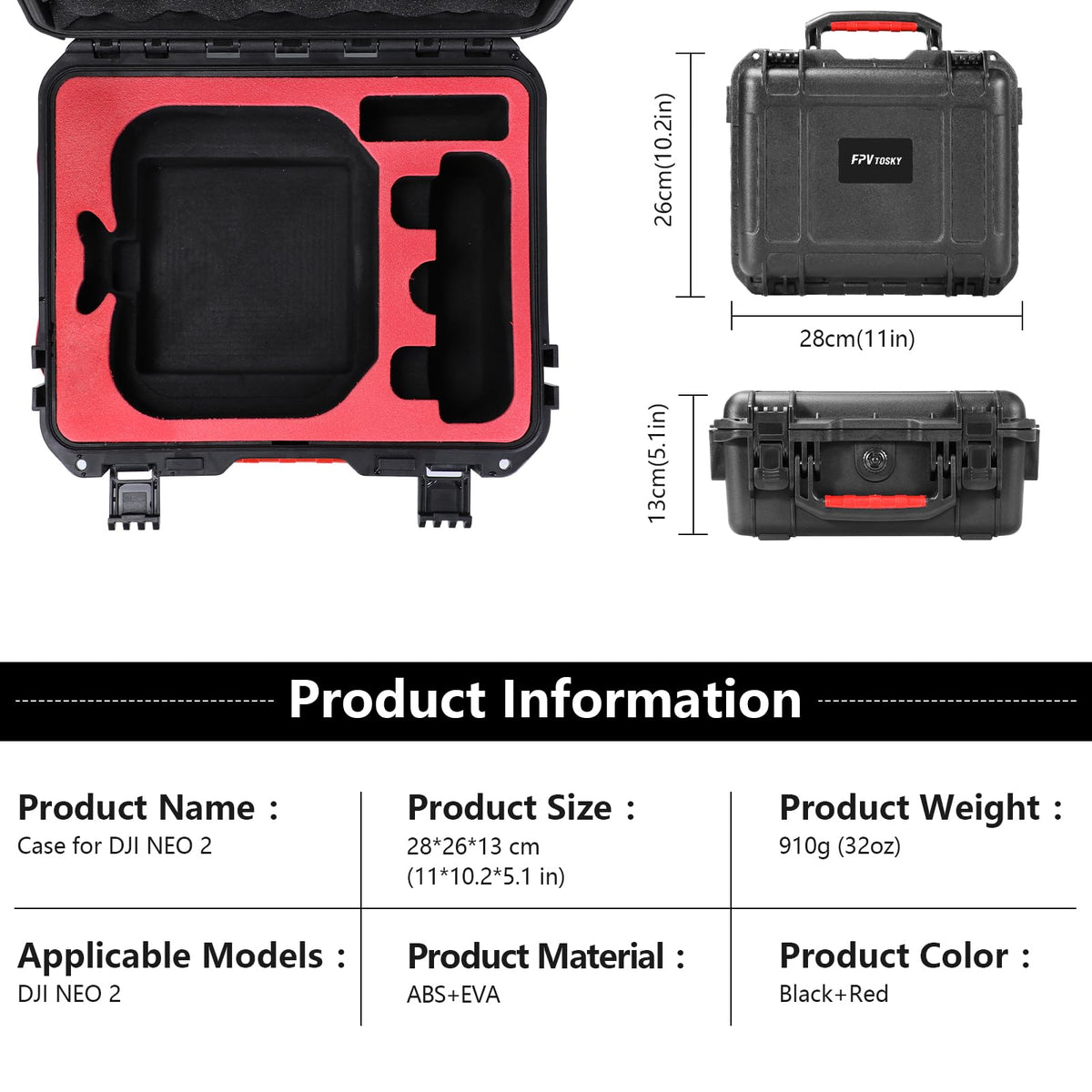 FPVtosky NEO2 case compact dimensions suit backpack travel.