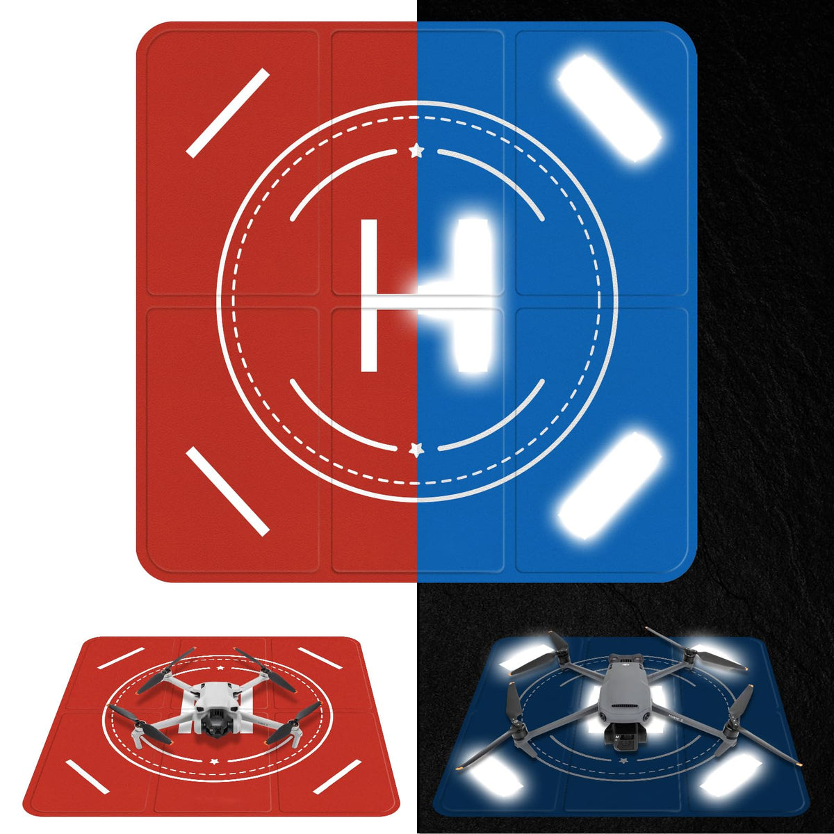 FPVtosky nighttime landing pad blue side enhances visibility for safe landings