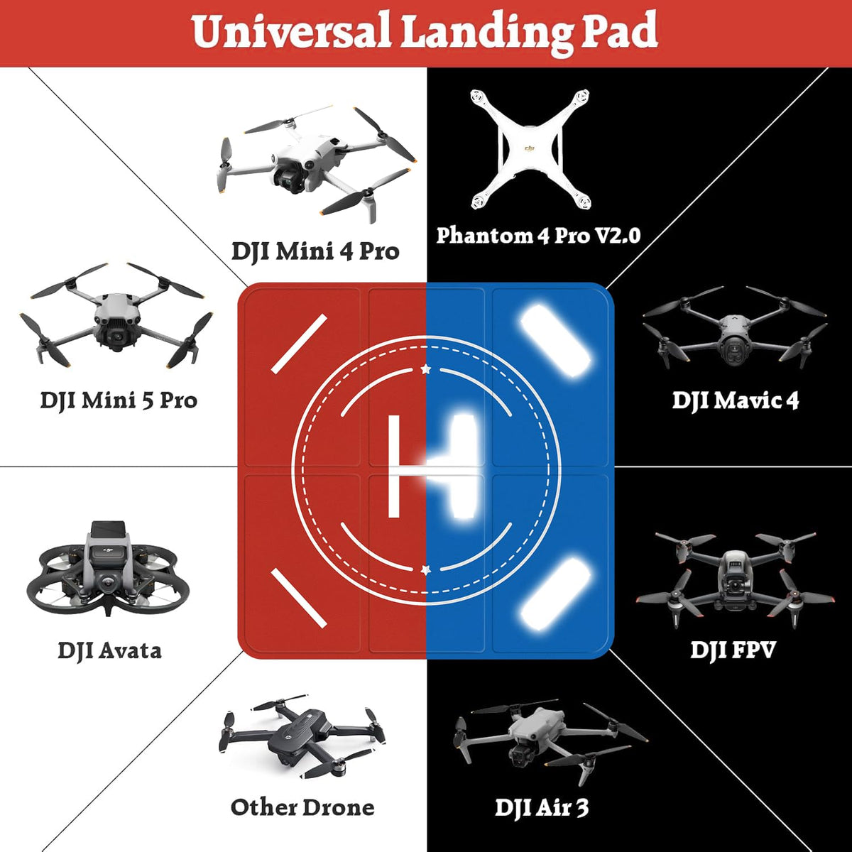 FPVtosky nighttime landing pad red side aids quick spotting in low light