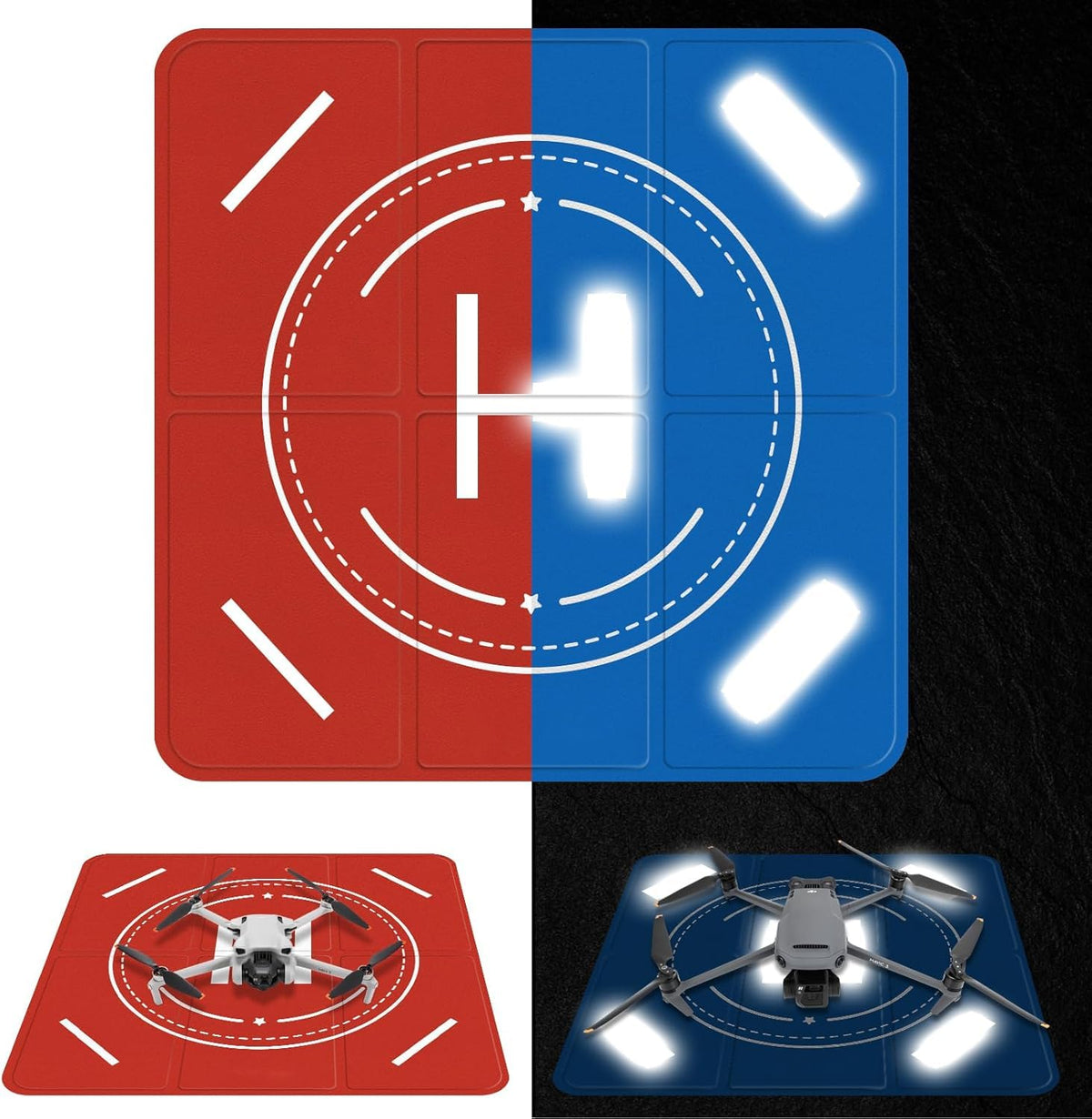 FPVtosky blue-side nighttime reflective landing pad boosts night landings safely.