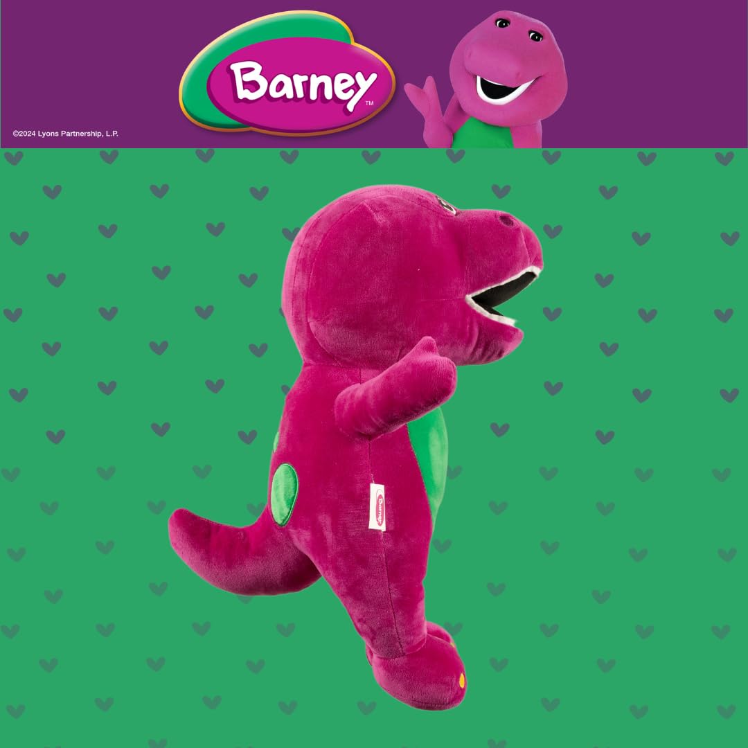 Franco Barney Cuddle Pillow gift-ready presentation makes a nostalgic toy companion.