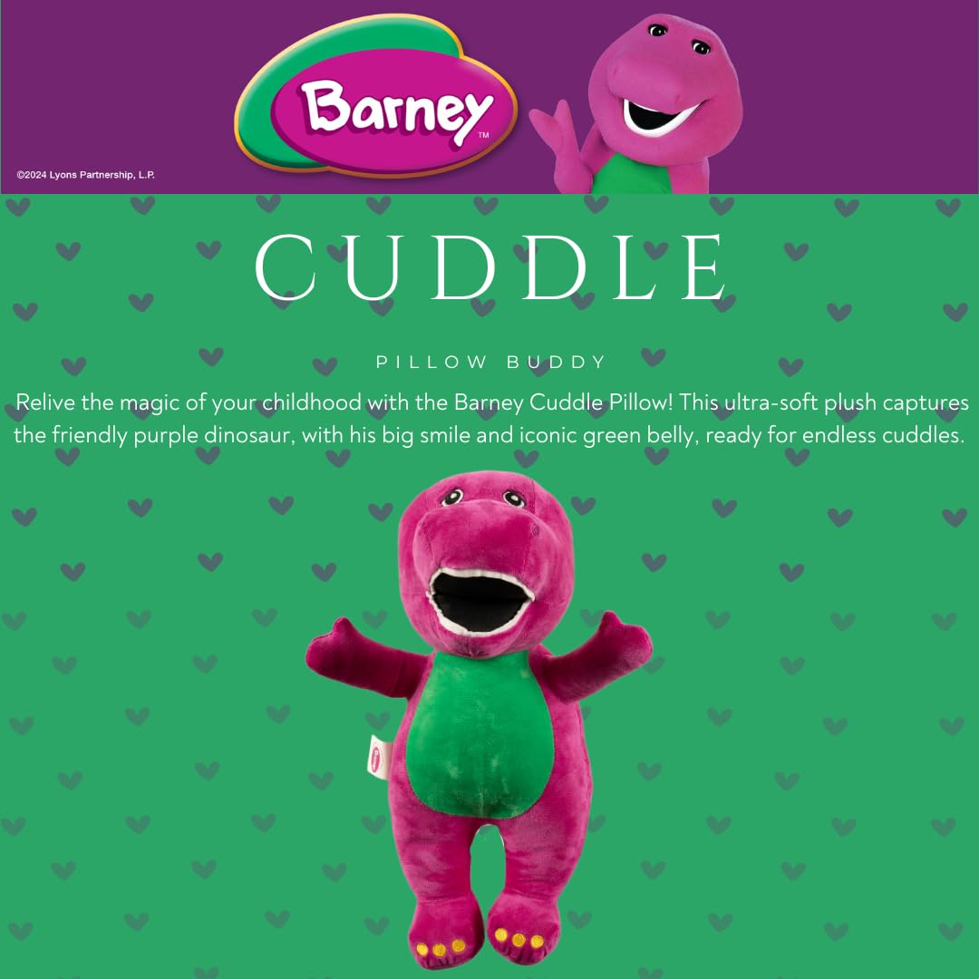 Franco Barney Cuddle Pillow side view highlights its cushioned, huggable form.