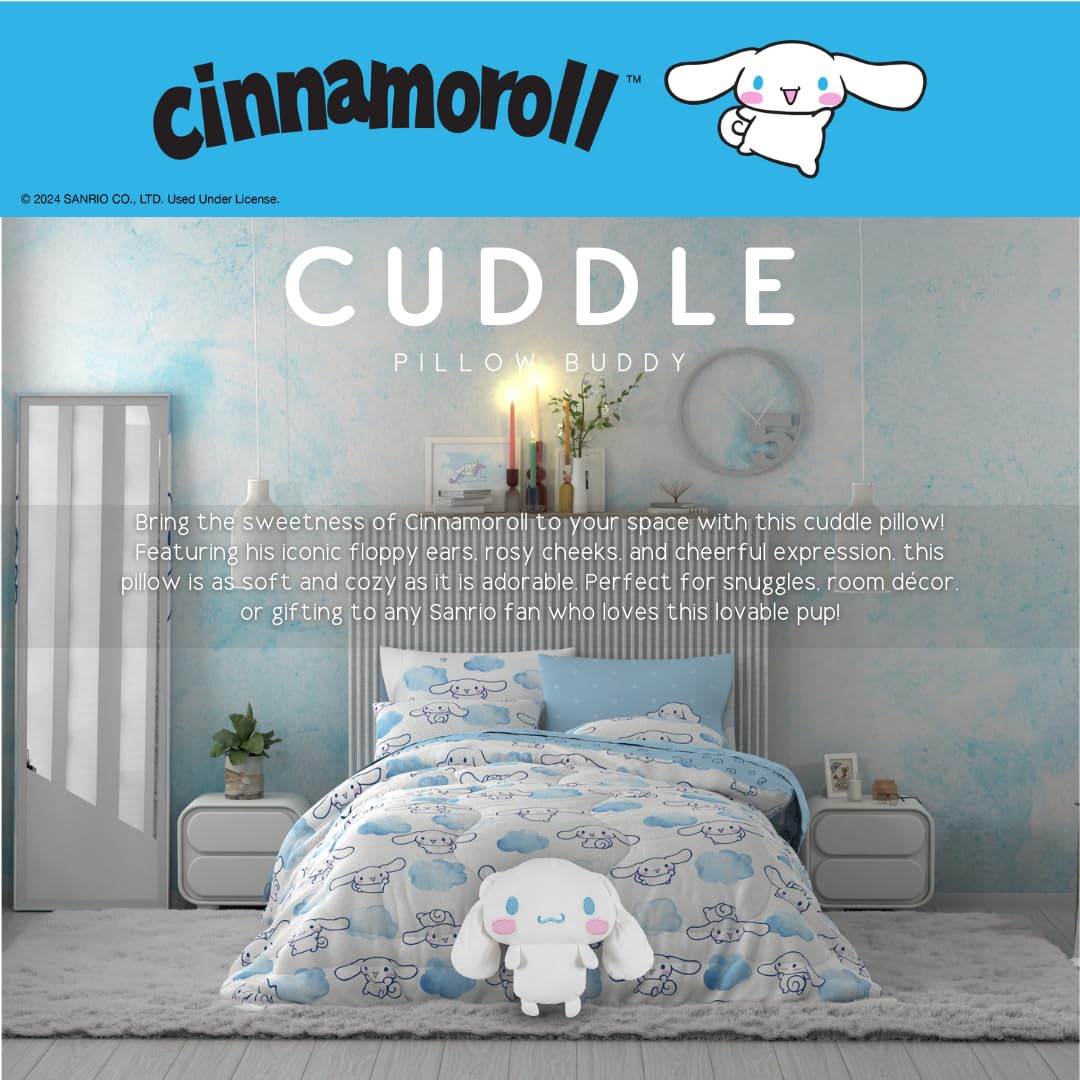 Franco Cinnamoroll cuddle pillow close-up of rosy cheeks and velvety texture.