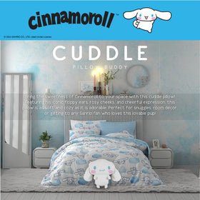 Franco Cinnamoroll cuddle pillow close-up of rosy cheeks and velvety texture.