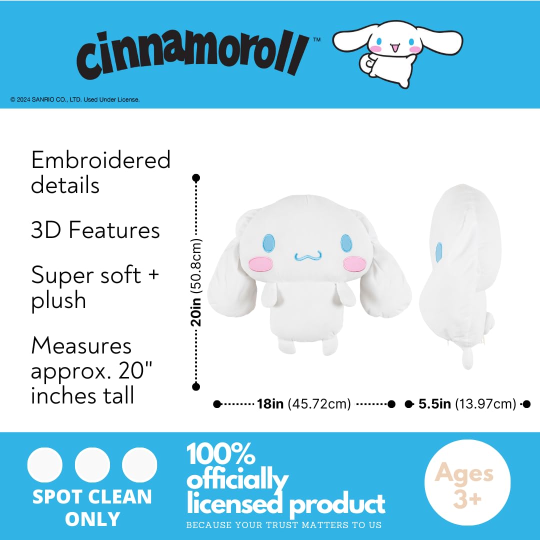 Franco Cinnamoroll cuddle pillow side angle showing floppy ears and gentle design.